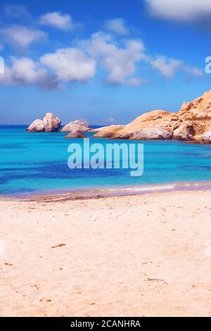 Spiaggia di Mikri Vigla sull'isola di Naxos, Grecia Foto Stock