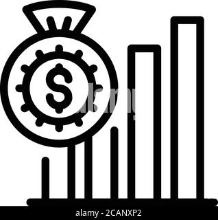 Icona di aumento del budget, stile di contorno Illustrazione Vettoriale