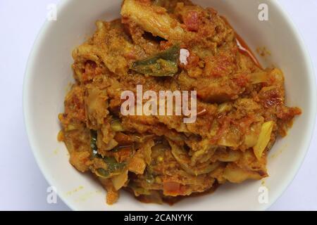 Fungo di Oyster masala o fungo di kadhai, stile chettinad, curry dell'India del sud Foto Stock