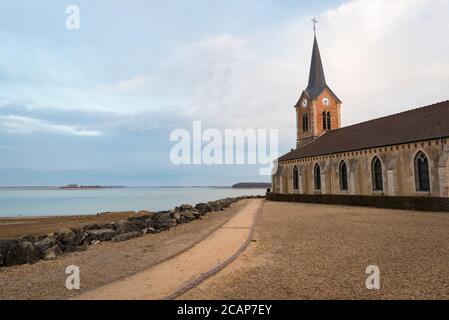 Lac du Der CHAMPAUBERT CHIESA, regione Champagne della Francia Foto Stock