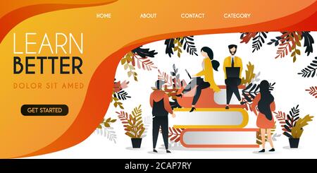 Gruppo di persone che studiano nella parte superiore del libro per ottenere un futuro migliore illustrazione vettoriale concetto, possono essere utilizzate per la presentazione, web banner ui ux Illustrazione Vettoriale