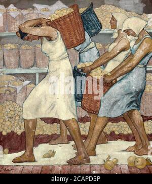 Erler Fritz - Frauen bei Der Apfelernte - Scuola tedesca - 19 ° secolo Foto Stock