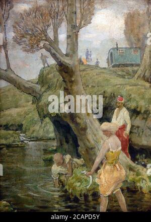 Erler Fritz - Die Fischdiebe - Scuola tedesca - XIX secolo Foto Stock