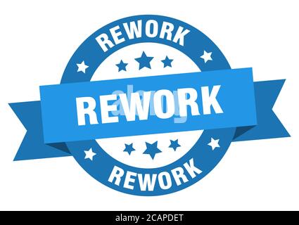 rilavorare l'etichetta isolata del nastro rotondo. cartello di rettifica Illustrazione Vettoriale