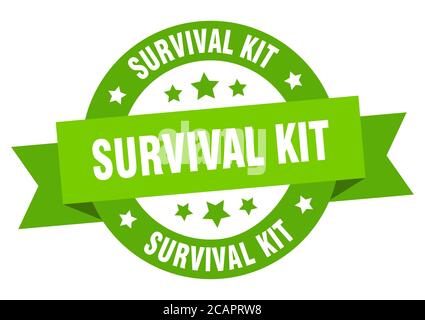 kit survival etichetta rotonda con nastro isolato. segno kit survival Illustrazione Vettoriale