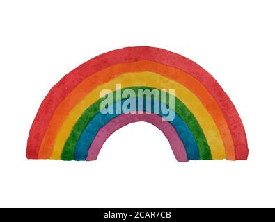 Arcobaleno acquerello isolato su sfondo bianco. Allarme LGBT acquerello. Cartellino del giorno di tolleranza. Modello di orgoglio. Illustrazione vettoriale. Illustrazione Vettoriale