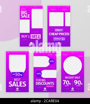 illustrazioni astratte del modello di storia dei social media. sconto post e vendita per la moda e la vendita al dettaglio moderna. pubblicità, marketing, promozione per onl Illustrazione Vettoriale