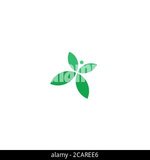 Butterfly Abstract foglia verde e foglie icona logo Vector Design. Landscape Design, Garden, Plant, Nature, Health and Ecology Vector Logo Illustration Illustrazione Vettoriale