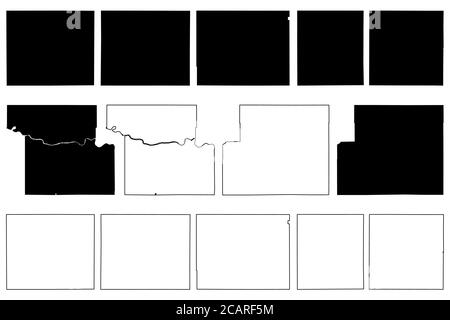 Rawlins, Sherman, Shawnee, Sedgwick, Saline, Seward e Sheridan County, Kansas (contea degli Stati Uniti, Stati Uniti d'America, USA, Stati Uniti, Stati Uniti) mappa vettore illu Illustrazione Vettoriale