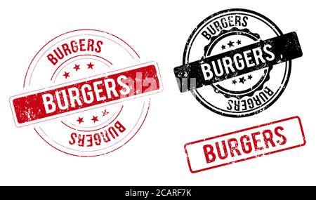 hamburger francobollo. hamburger rotonda grunge segno Illustrazione Vettoriale