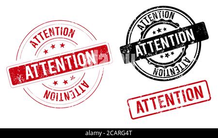 Indicatore quadrato di attenzione. Cartello di attenzione. Banner di attenzione Illustrazione Vettoriale