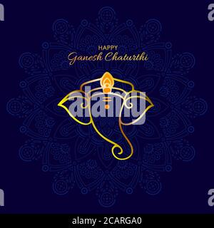 Illustrazione vettoriale di Lord Ganpati sfondo astratto per Ganesh Chaturthi festival di disegno astratto India Illustrazione Vettoriale