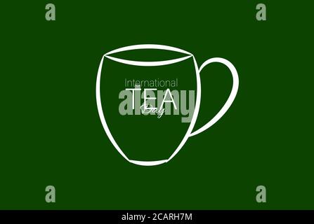 Concetto di giornata del tè con un semplice lavoro a linea singola. Illustrazione vettoriale. Illustrazione Vettoriale