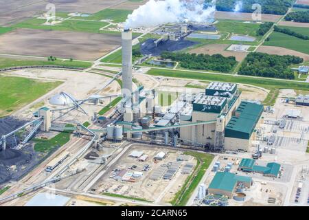 Foto aerea della centrale elettrica a carbone Foto Stock