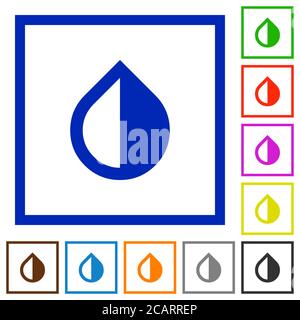 Inverti colori icone di colore piatte in cornici quadrate su sfondo bianco Illustrazione Vettoriale