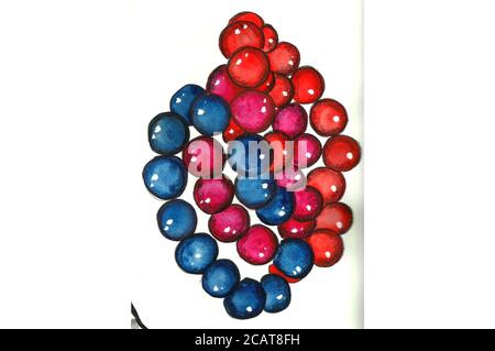 Colorate sfere astratte, Rosso Blu Rosa, gruppo acquerello Foto Stock