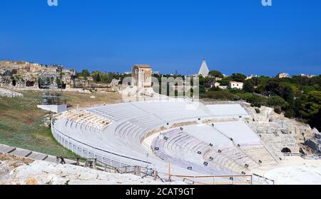 Siracusa Parco Archeologico della Neapolis - Teatro Greco Foto Stock