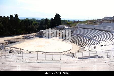 Siracusa Parco Archeologico della Neapolis - Teatro Greco Foto Stock