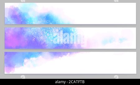 Serie di striscioni orizzontali. Tratti realistici del pennello acquerello. Sfondo astratto. Illustrazione vettoriale Illustrazione Vettoriale