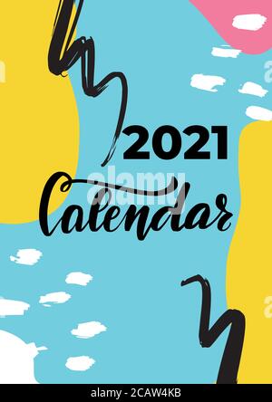 2021 copertina calendario. Disegno grafico vettoriale astratto. Calendario mensile. Illustrazione Vettoriale