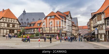 Panorama del centro storico di Wernigerode, Germania Foto Stock