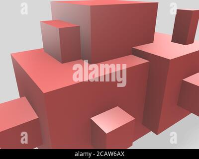 Rendering 3D minimalista astratto forme angolari figure geometriche primitive, colori pastello sfondo astratto Foto Stock