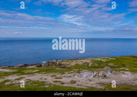 La vista costiera di Malin Head, in Irlanda. Foto Stock