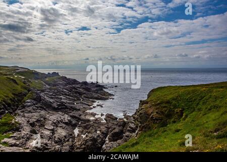 La vista costiera di Malin Head, in Irlanda. Foto Stock