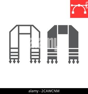 Linea e icona glifo parlata in ebraico, rosh hashanah e hanukkah, grafica vettoriale con simbolo parlit ebraico, icona lineare con tratto modificabile, eps 10. Illustrazione Vettoriale