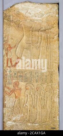 Egitto, Cairo, Museo Egizio, stele di Mahu, da Saqqara. Foto Stock