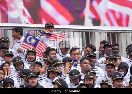 Putrajaya, Malesia – 31 agosto 2019: La festa della Merdeka è un evento colorato che si tiene in commemorazione della Giornata dell'Indipendenza della Malesia a DAT Foto Stock