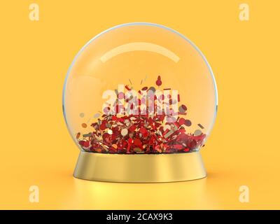 Grande sfera di vetro per previsioni sullo sfondo. Rendering 3D Foto Stock