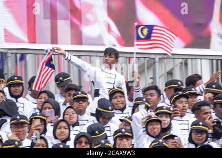 Putrajaya, Malesia – 31 agosto 2019: La festa della Merdeka è un evento colorato che si tiene in commemorazione della Giornata dell'Indipendenza della Malesia a DAT Foto Stock