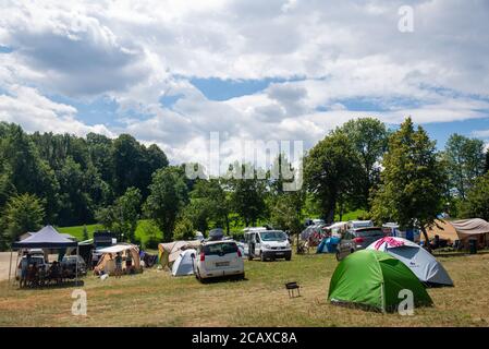 Campeggio a Lac de Narlay nel Giura, Francia Foto Stock