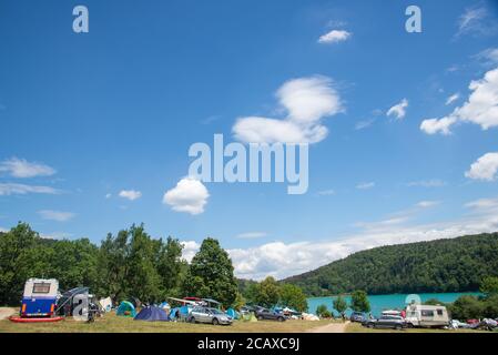 Campeggio a Lac de Narlay nel Giura, Francia Foto Stock