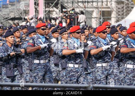 Putrajaya, Malesia – 31 agosto 2019: La festa della Merdeka è un evento colorato che si tiene in commemorazione della Giornata dell'Indipendenza della Malesia a DAT Foto Stock