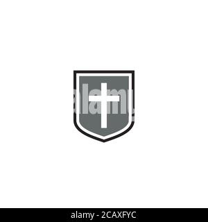Shield e Cross logo / icona design Illustrazione Vettoriale