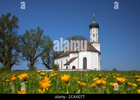 Geografia / viaggio, Germania, Baviera, Eberfing, chiesa di San Andrae nel Pfaffenwinkel, Etting a Wei, Additional-Rights-Clearance-Info-Not-Available Foto Stock