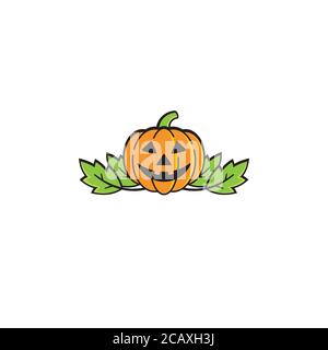 Zucca e foglie logo / icona design Illustrazione Vettoriale