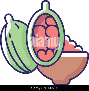 Icona colore RGB cardamomo. Cardamon verde cialde. Spezie esotiche. Medicina tradizionale. Aromatizzanti alimentari. Condimento di cottura. Tradizionale indiano e asiatico spic Illustrazione Vettoriale