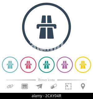 Icone a colori piatte in linee rotonde. 6 icone bonus incluse. Illustrazione Vettoriale
