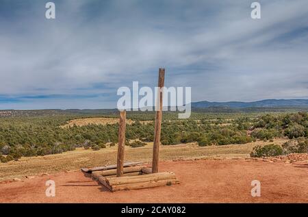 Pecos Pueblo kiva al Parco storico Nazionale di Pecos, New Mexico, Stati Uniti. Foto Stock
