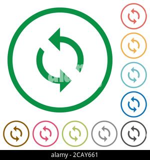 Icone a colori piatte del ciclo di programmazione in contorni rotondi su sfondo bianco Illustrazione Vettoriale