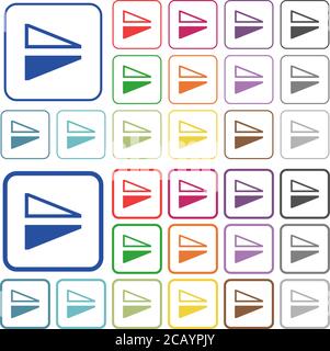 Capovolgere le icone piatte verticali a colori in cornici quadrate arrotondate. Versioni sottili e spesse incluse. Illustrazione Vettoriale