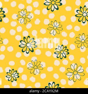 Illustrazione senza giunture di Flower Vector a punti. Modello di ripetizione giallo Illustrazione Vettoriale