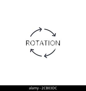 Icona frecce di rotazione vettore. Movimento circolare simbolo piatto semplice. Immagine con pittogramma Perfect Black su sfondo bianco. Illustrazione Vettoriale