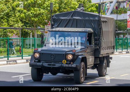 Singapore 9 agosto 2020: National Day Parade (NDP) 2020 Mobile colonna a Choa ChuKang Foto Stock