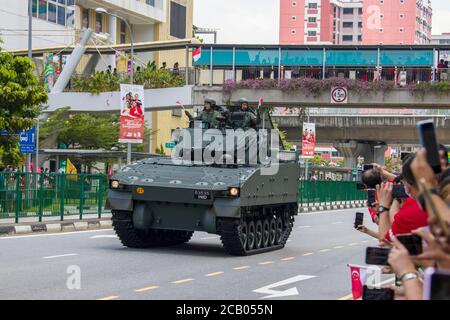 Singapore 9 agosto 2020: National Day Parade (NDP) 2020 Mobile colonna a Choa ChuKang Foto Stock