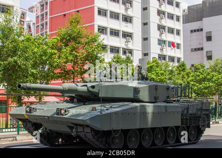 Singapore 9 agosto 2020: National Day Parade (NDP) 2020 Mobile colonna a Choa ChuKang Foto Stock