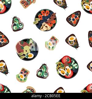 Modello senza cuciture con panini da cibo sano. Vettore. Illustrazione Vettoriale